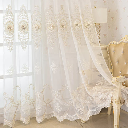 Luxury European Style 3D Embossed Sheer Curtains for Living Room Bedroom Light Filtering Breathable Embroidered Drapes Custom