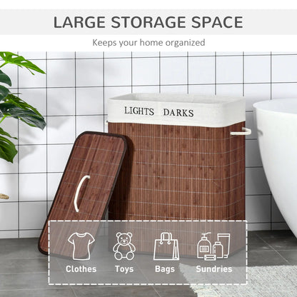 Bamboo Laundry Hamper with 2 Removable Bags