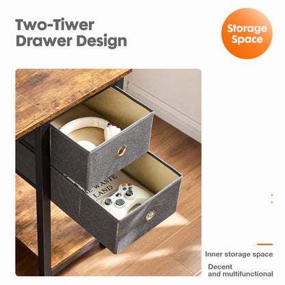 Computer Desk With 2-Tier Drawers