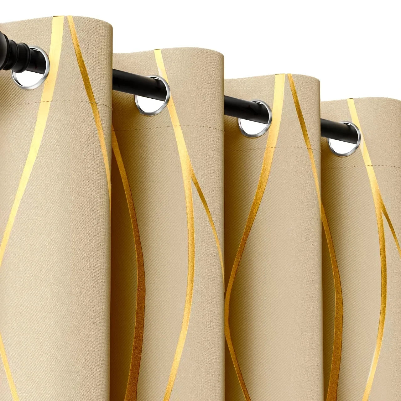 2Pcs Wave &Circle Blackout Curtains