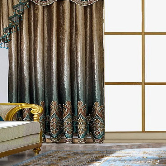 2PCS curtains, high-end European villas, luxury curtains, living rooms, french window, sunscreen and blackout products