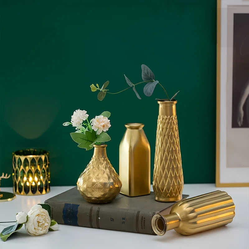 Cylindrical Gold Glass Vase