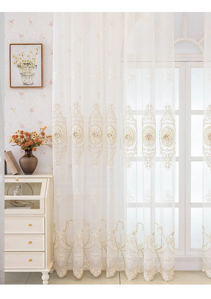 Luxury European Style 3D Embossed Sheer Curtains for Living Room Bedroom Light Filtering Breathable Embroidered Drapes Custom