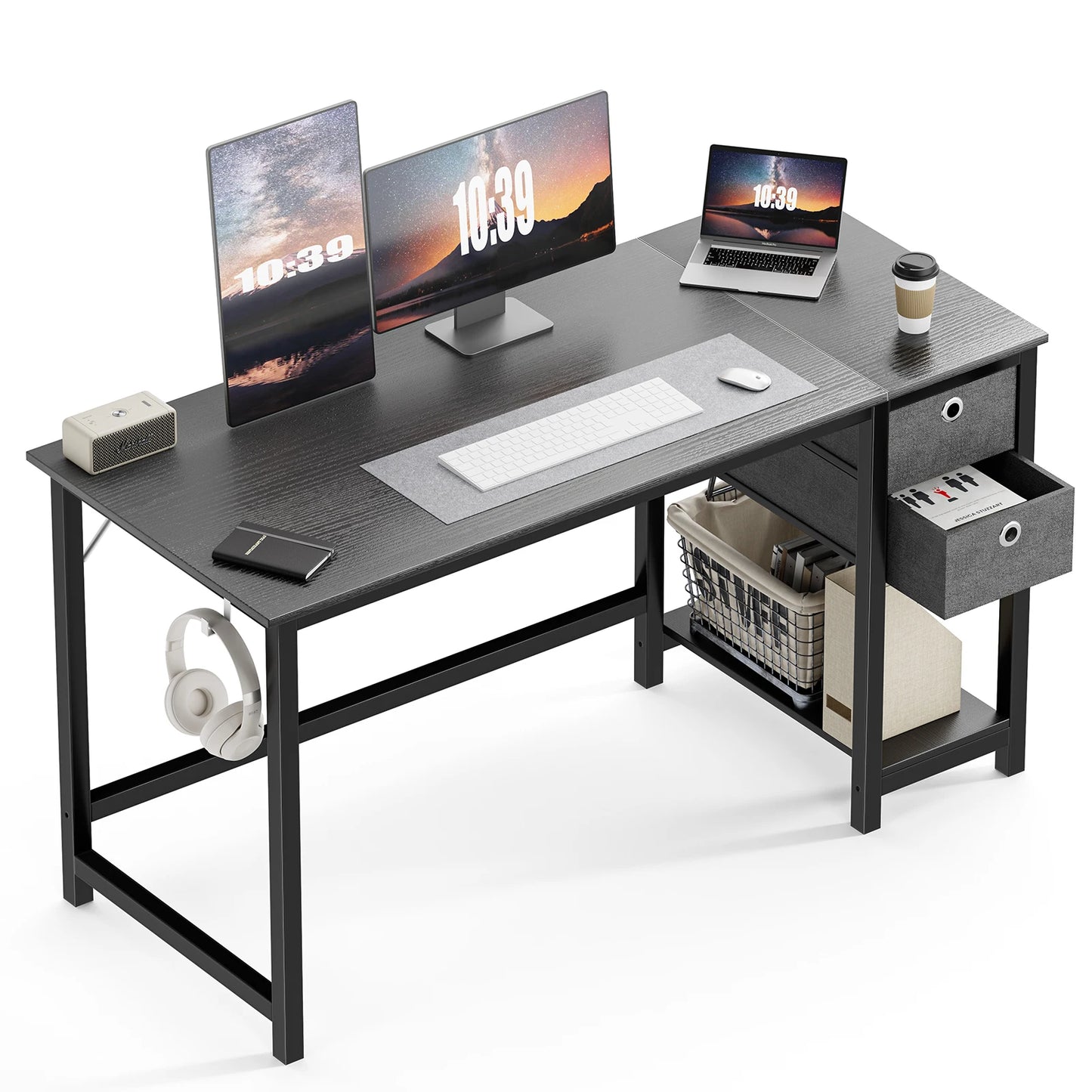 Computer Desk With 2-Tier Drawers