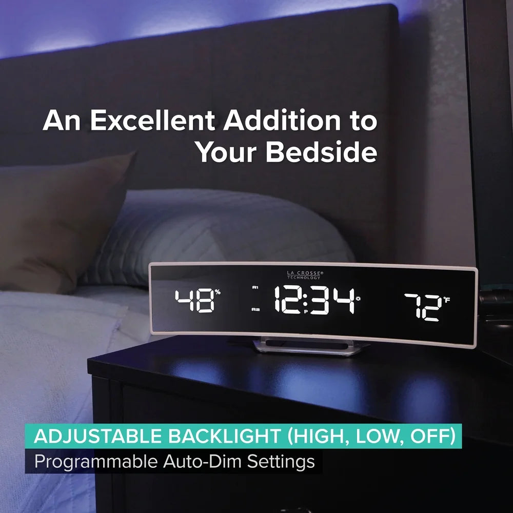 Curved LED Alarm Clock with USB Charging