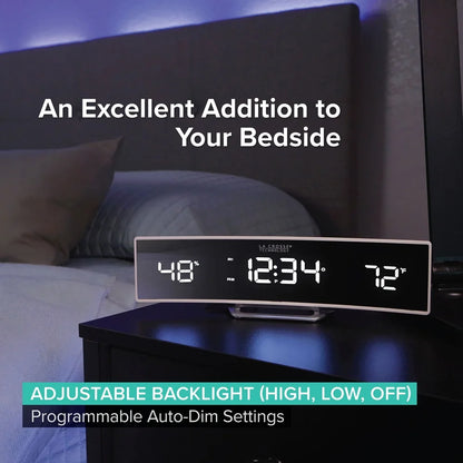 Curved LED Alarm Clock with USB Charging