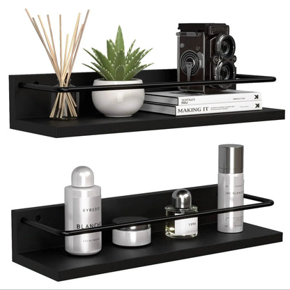 Floating Shelves with Metal Guardrail