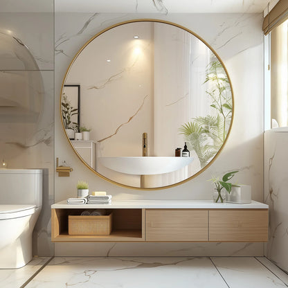 Round Vanity Framed Mirror