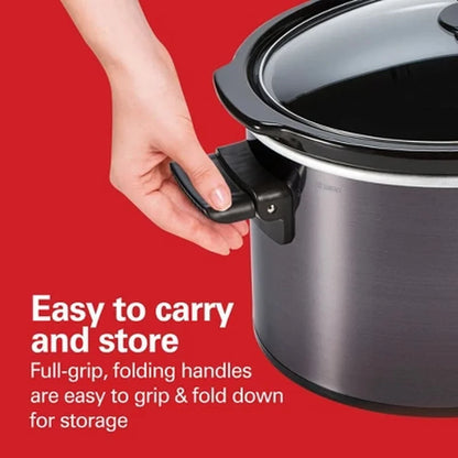 10 Quart Slow Cooker Large Capacity Ceramic Crockpot 3 Settings Dishwasher Safe Stay Cool Handles Perfect Gatherings