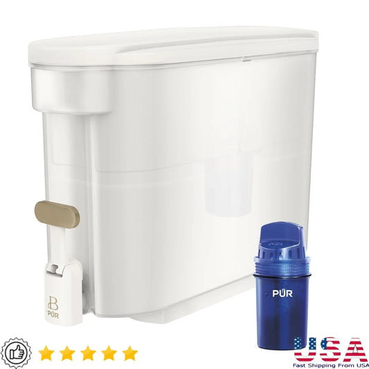 30 Cup Water Filtration Pitcher Dispenser Slim Design with LockFit Technology Easy Pour Spout Home Kitchen Use