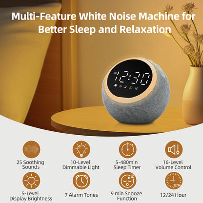 White Noise  Alarm Clock with Night Light