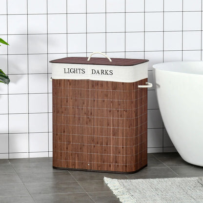 Bamboo Laundry Hamper with 2 Removable Bags