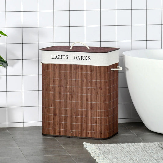 Bamboo Laundry Hamper with 2 Removable Bags