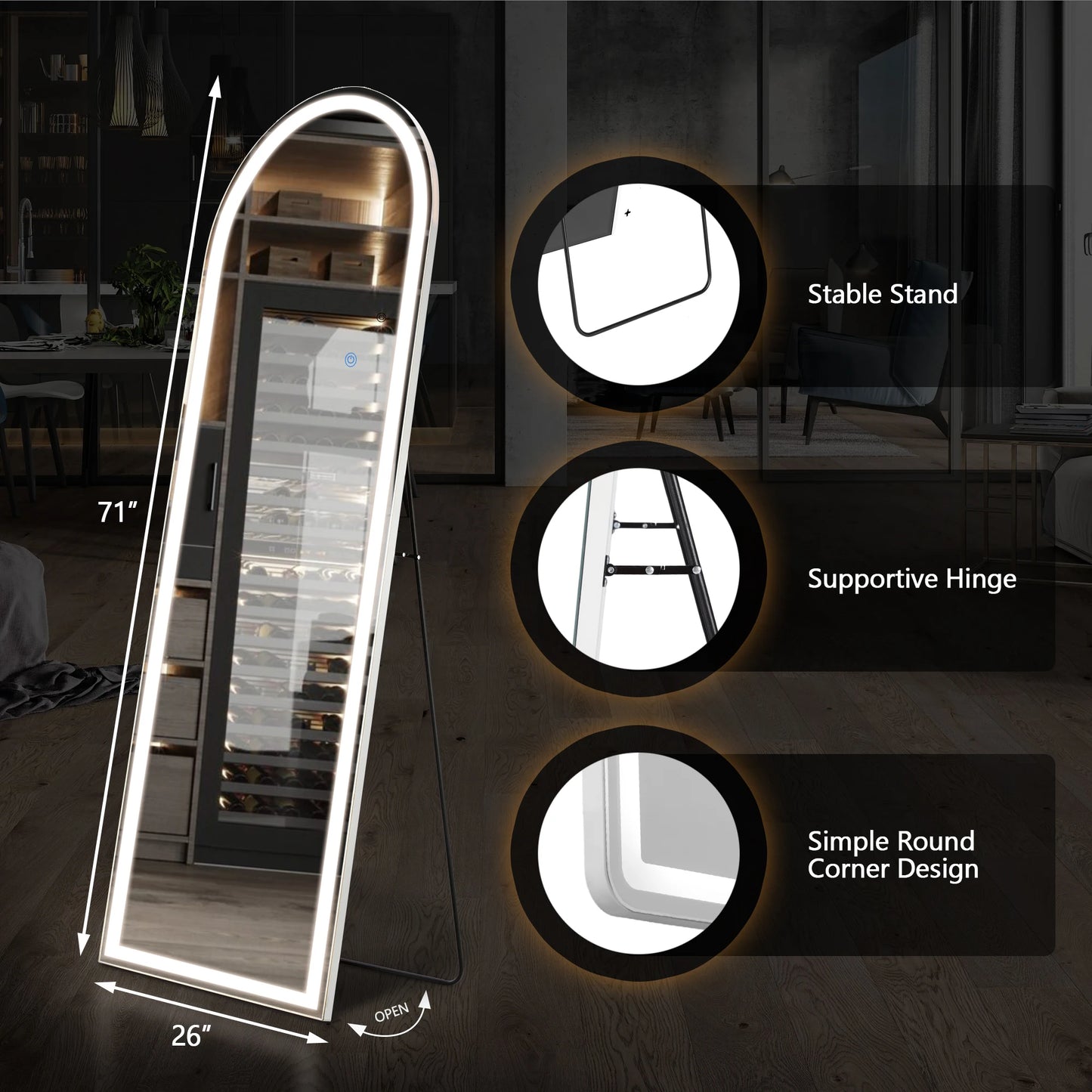 Full Body Wall Mirror with stand