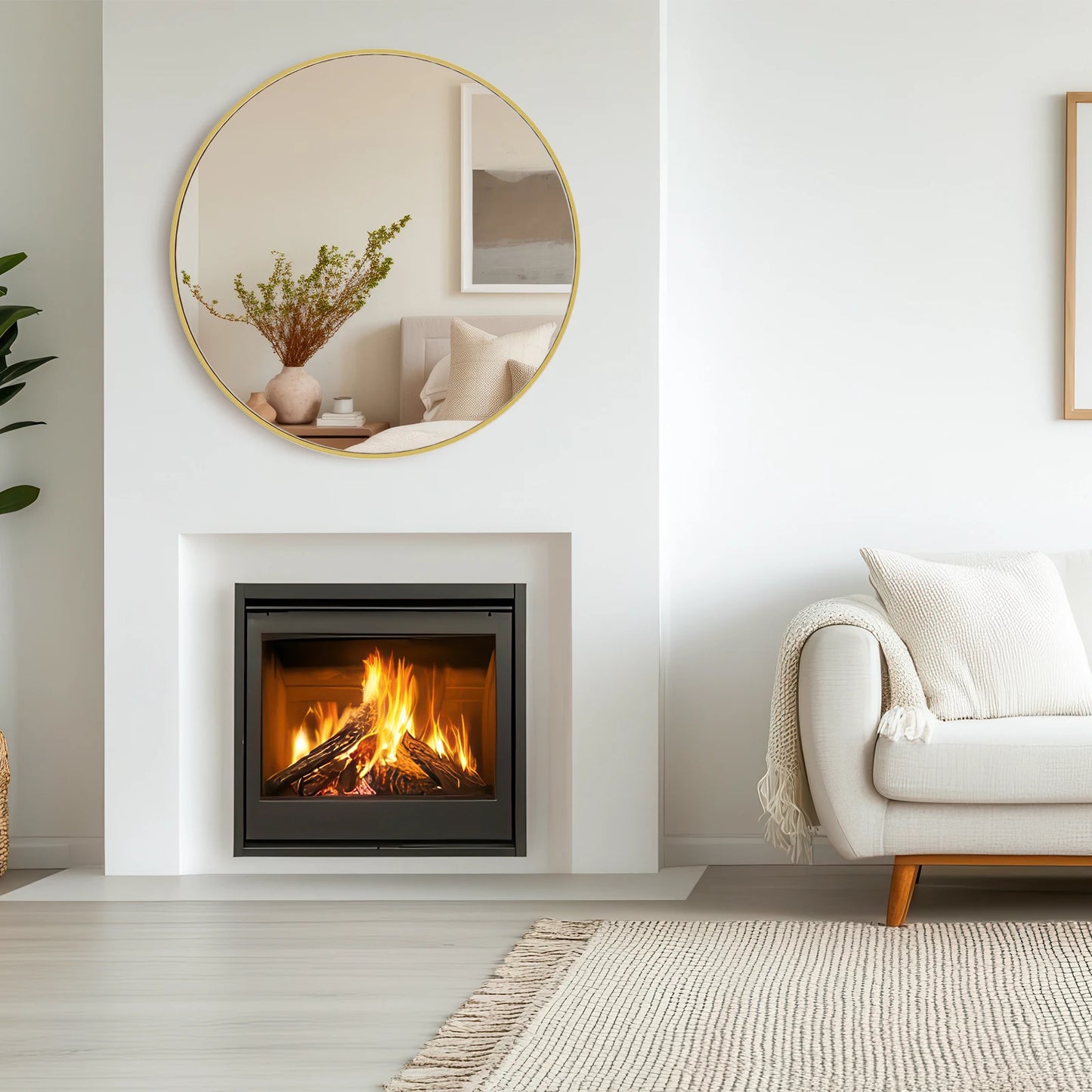 Round Vanity Framed Mirror