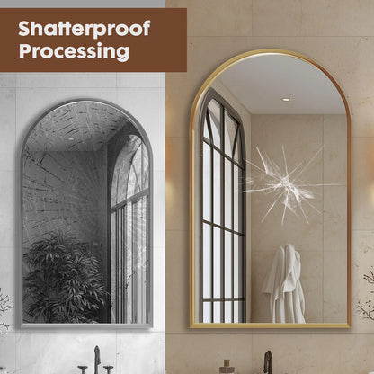 Arched Metal Framed Hanging Mirror