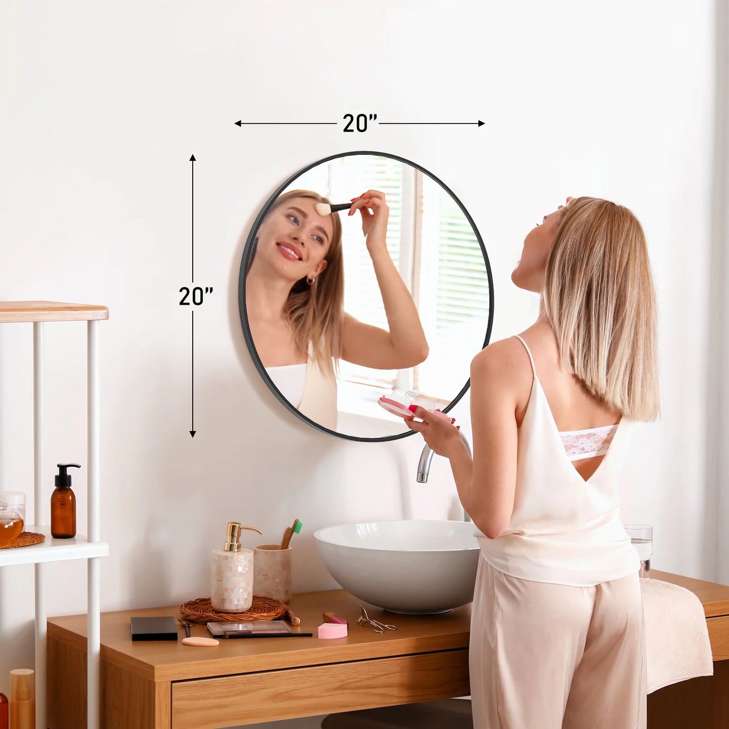 Round Vanity Framed Mirror