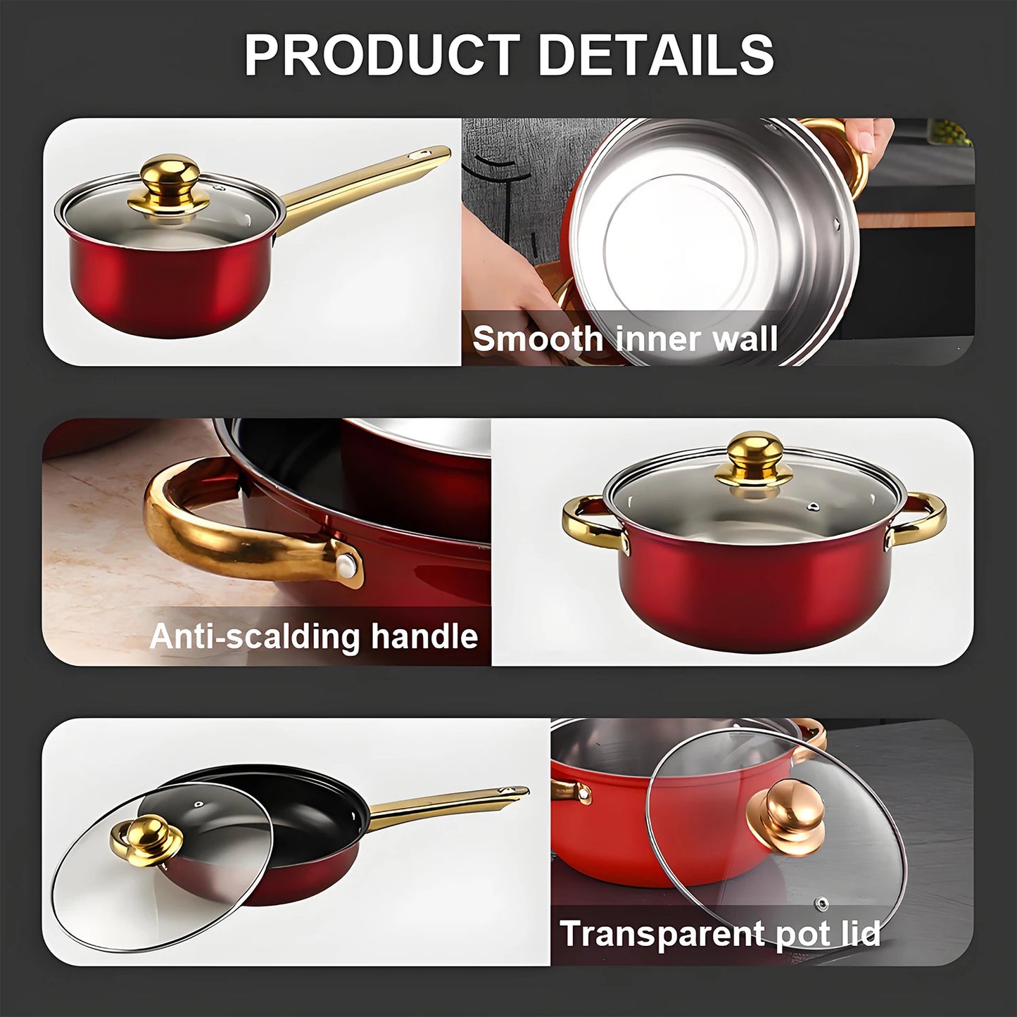 Red Cookware Set, 12-Piece