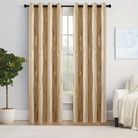 2Pcs Wave &Circle Blackout Curtains