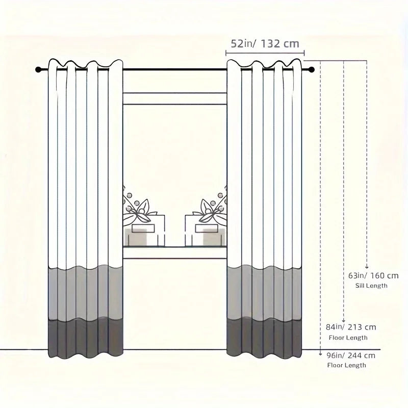 2Pcs Wave &Circle Blackout Curtains