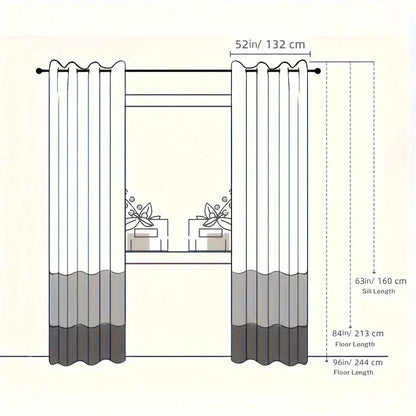 2Pcs Wave &Circle Blackout Curtains