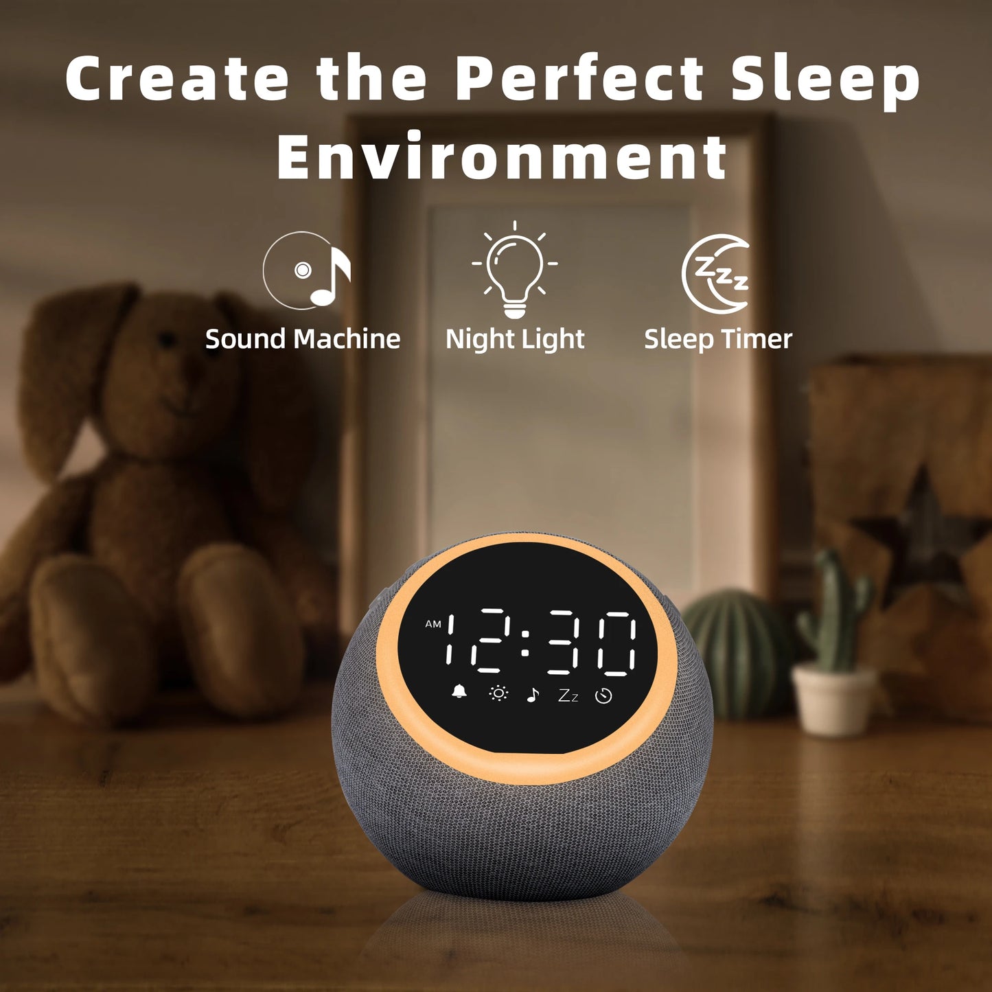White Noise  Alarm Clock with Night Light
