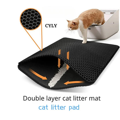 Double layer cat litter mat