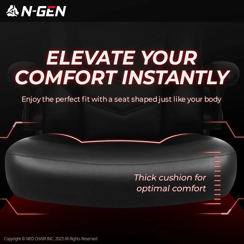 Video Gaming Chair Ergonomic Computer Desk Office Chair with Lumbar Support Adjustable Height Swivel Wheels Flip-Up