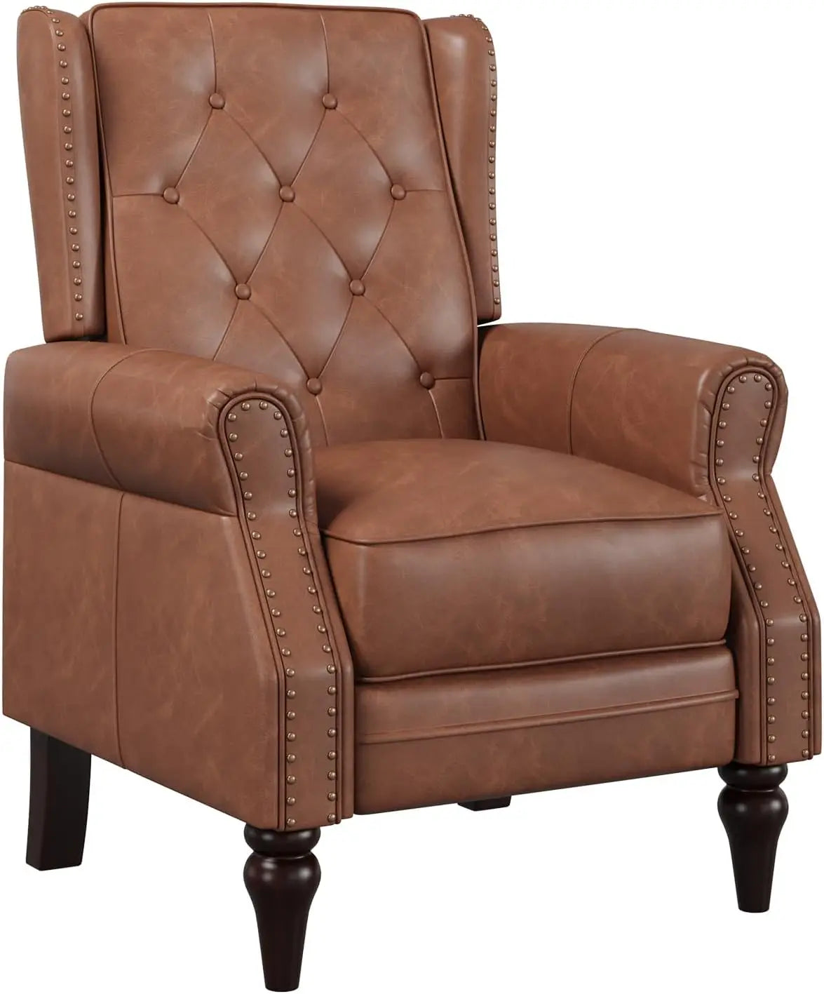 Small Recliner Chair, Single Sofa Recliner Chair with Wingback, Leather Accent Chair with Rivet Decoration for Living Room Bedro