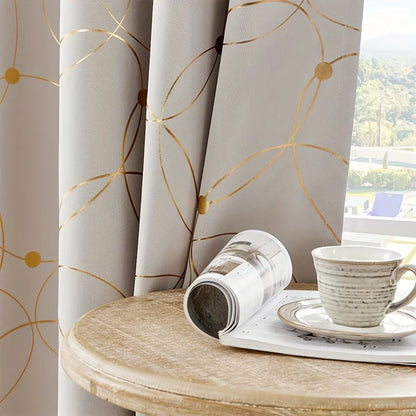 2Pcs Wave &Circle Blackout Curtains