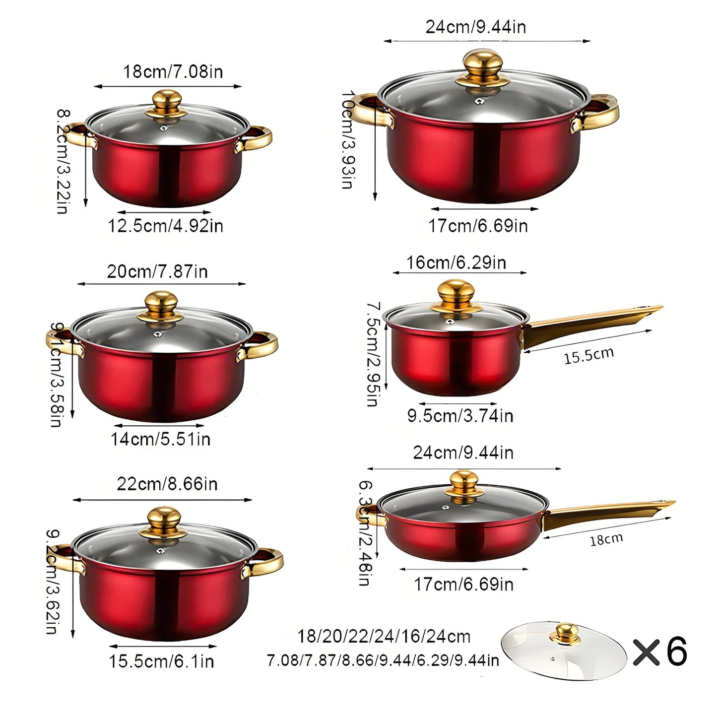 Red Cookware Set, 12-Piece