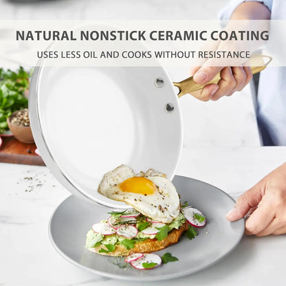 Pots and Pans Set Non Stick - Ceramic Cookware Set with Cooking Utensils Set, Non Toxic Kitchen Cookware Sets Dutch-white