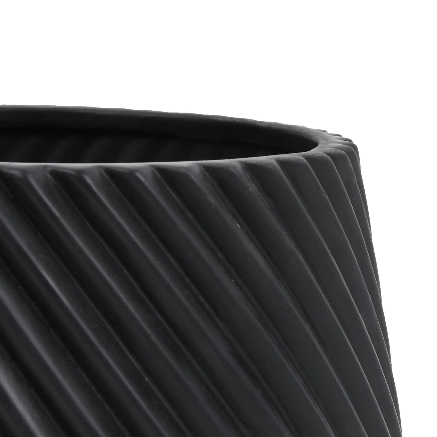 Black Ceramic Planter Pot with Rim, 8-Inch