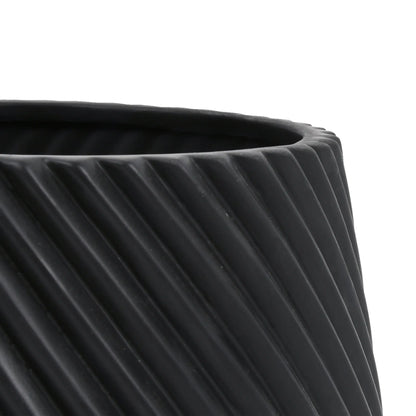 Black Ceramic Planter Pot with Rim, 8-Inch