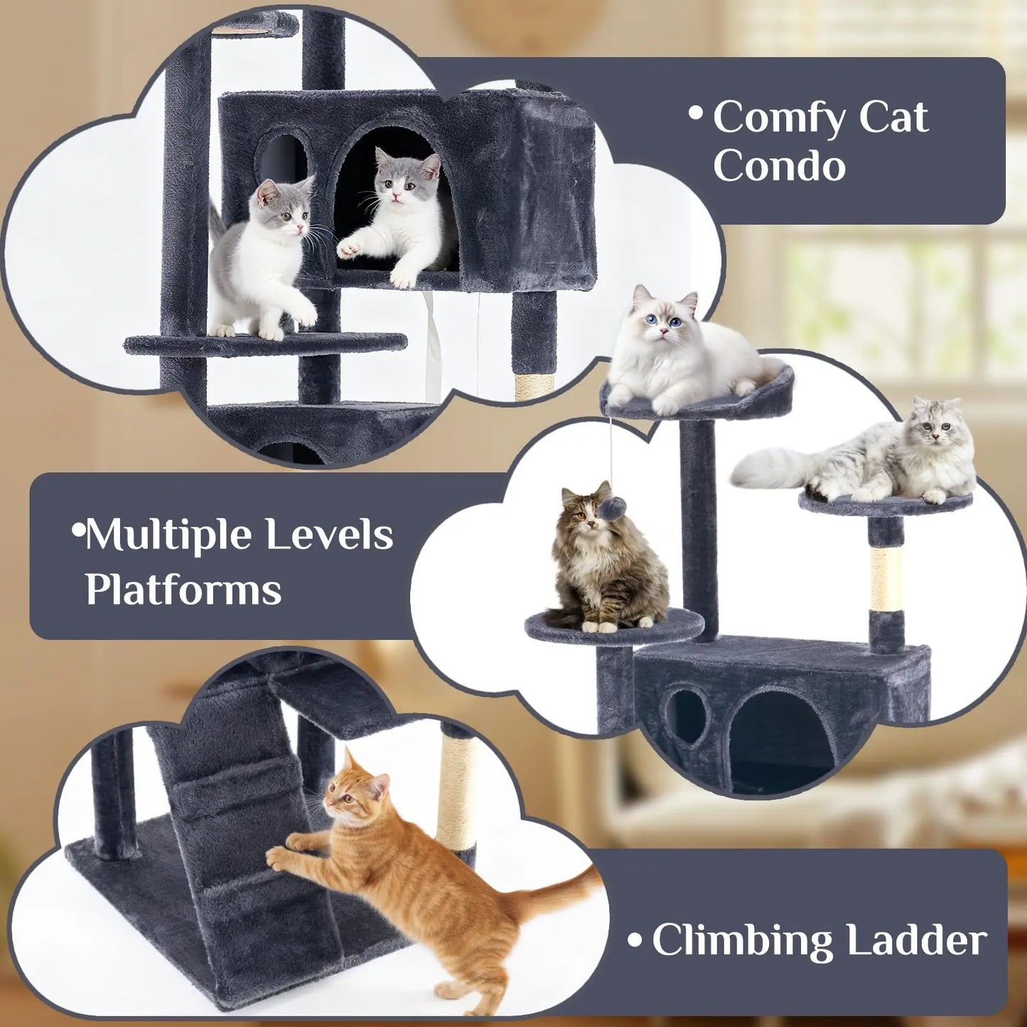 Large Multi Level Cat Climbing Tower
