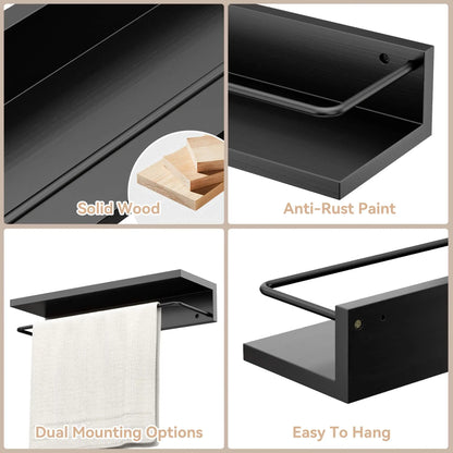 Floating Shelves with Metal Guardrail