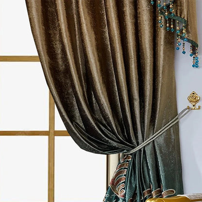 2PCS curtains, high-end European villas, luxury curtains, living rooms, french window, sunscreen and blackout products