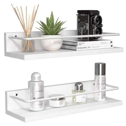 Floating Shelves with Metal Guardrail