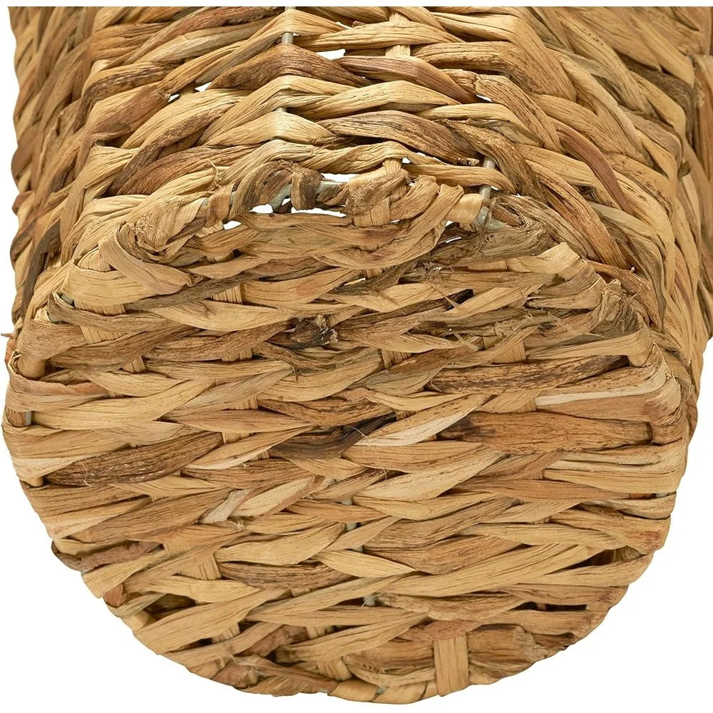 Wicker Waste Basket Hand-Braided Banana Leaf Storage Bin Decorative Trash Can Bedroom Bathroom Office Living Room