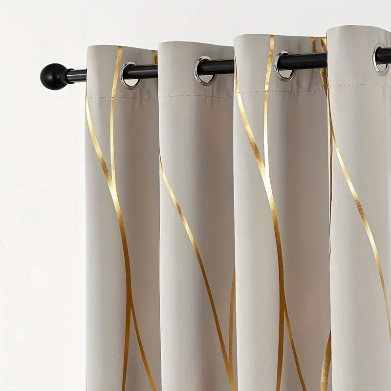 2Pcs Wave &Circle Blackout Curtains