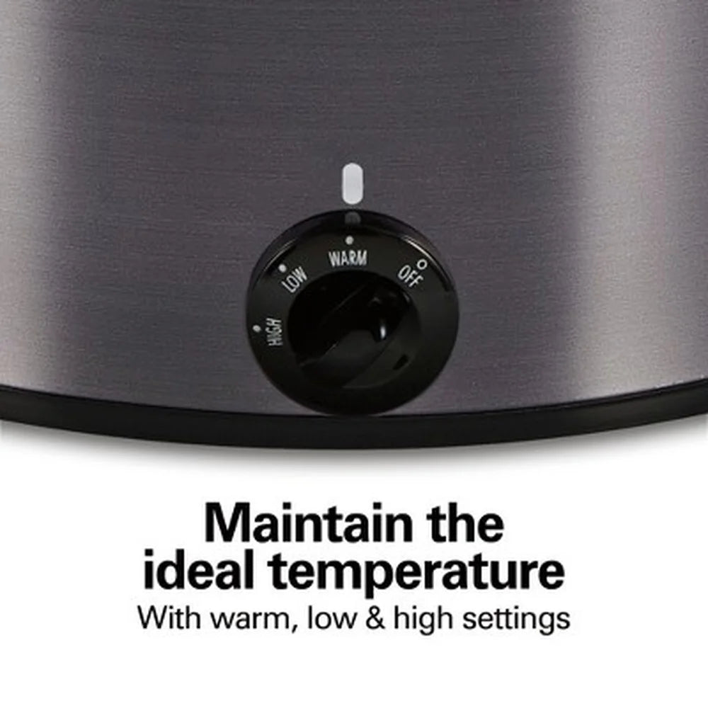 10 Quart Slow Cooker Large Capacity Ceramic Crockpot 3 Settings Dishwasher Safe Stay Cool Handles Perfect Gatherings