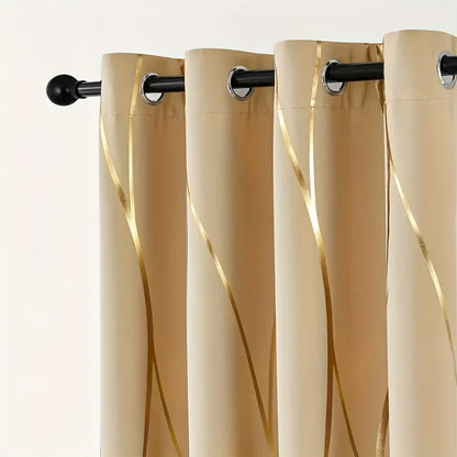 2Pcs Wave &Circle Blackout Curtains
