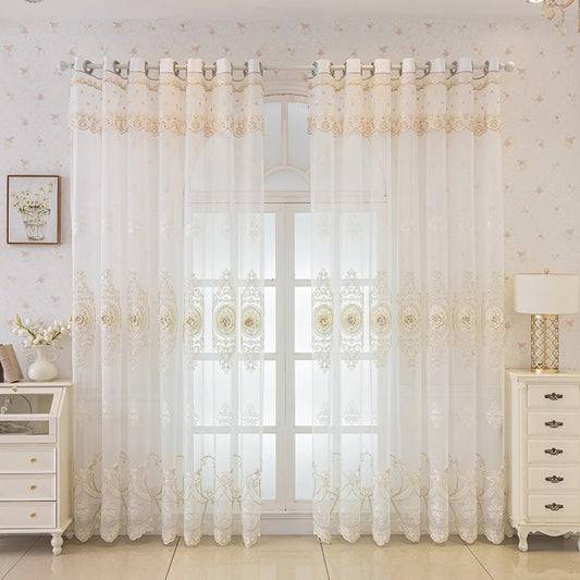 Luxury European Style 3D Embossed Sheer Curtains for Living Room Bedroom Light Filtering Breathable Embroidered Drapes Custom