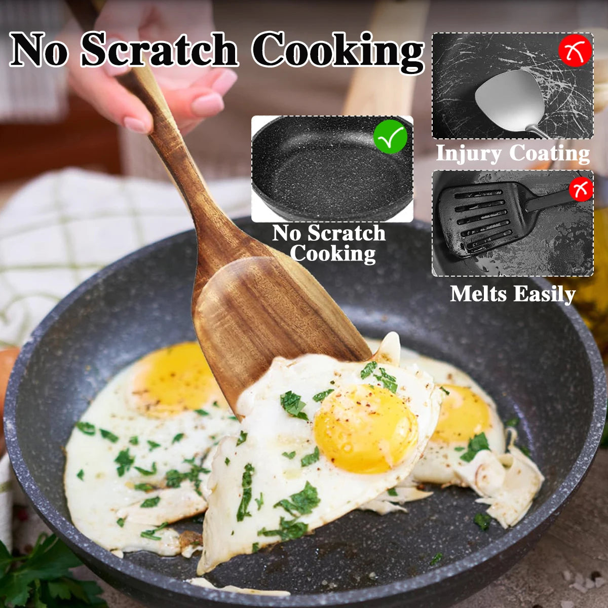 10pcs Wooden Spoons Utensils Set