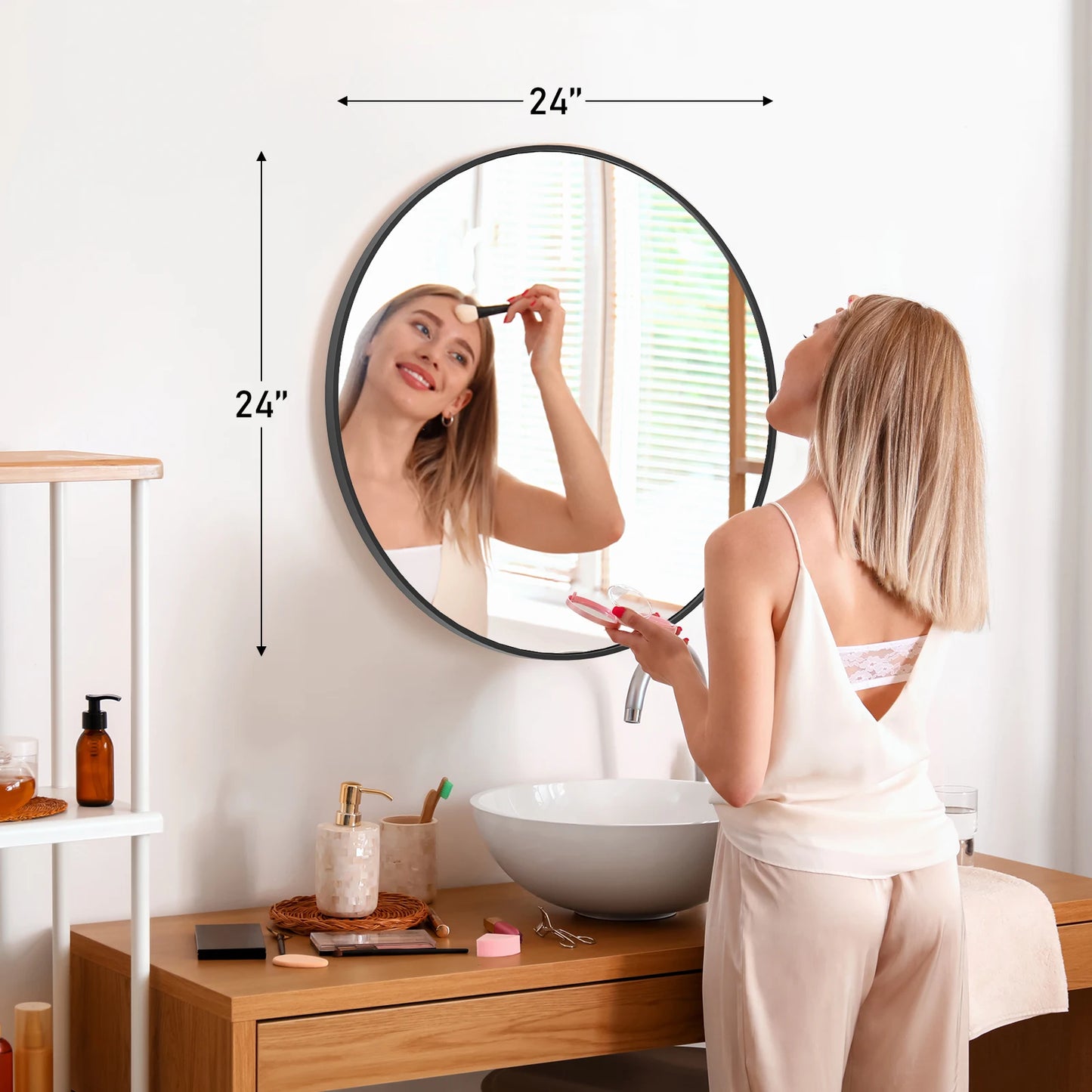 Round Vanity Framed Mirror