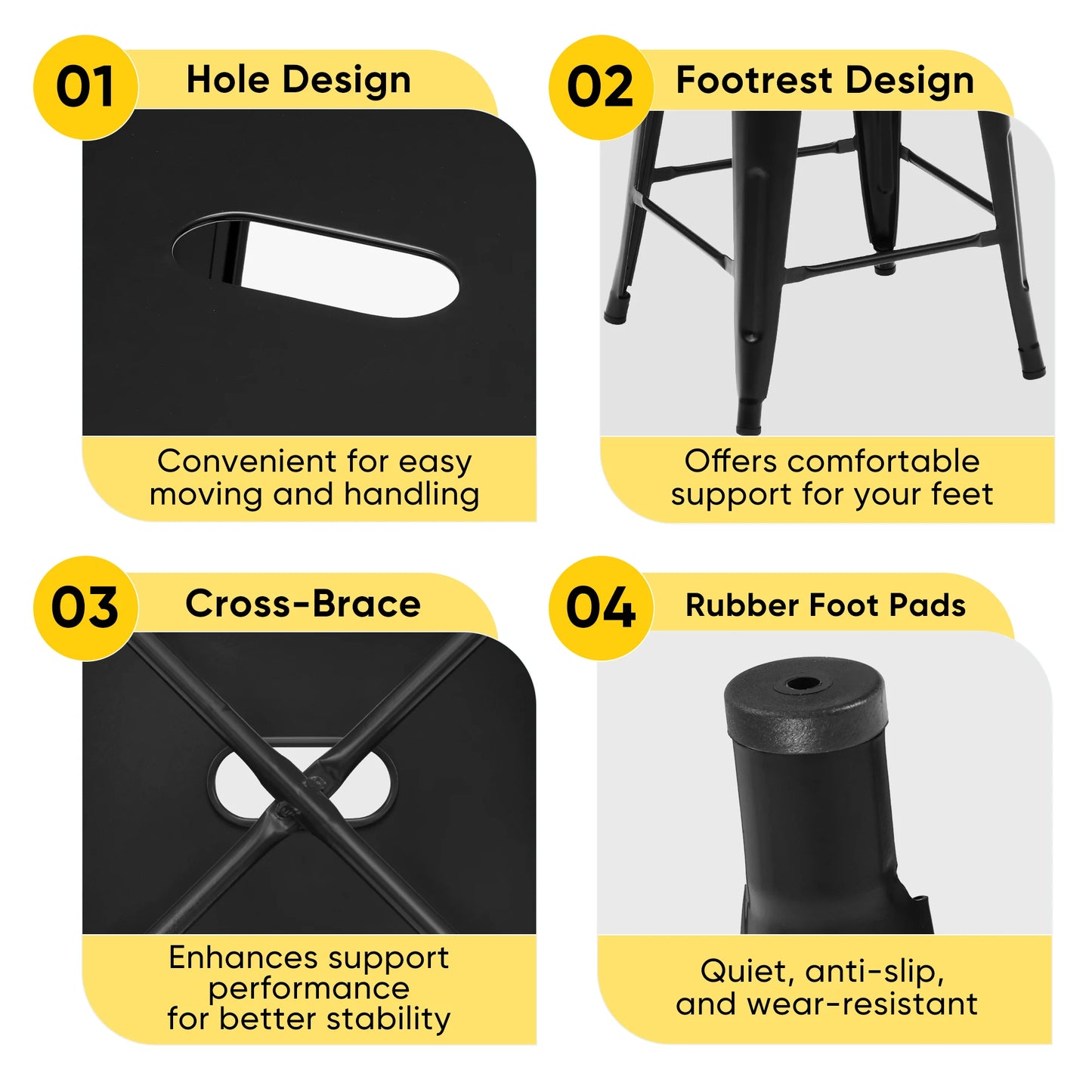 Metal Bar Stools Set of 4