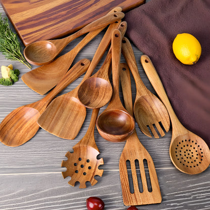 10pcs Wooden Spoons Utensils Set