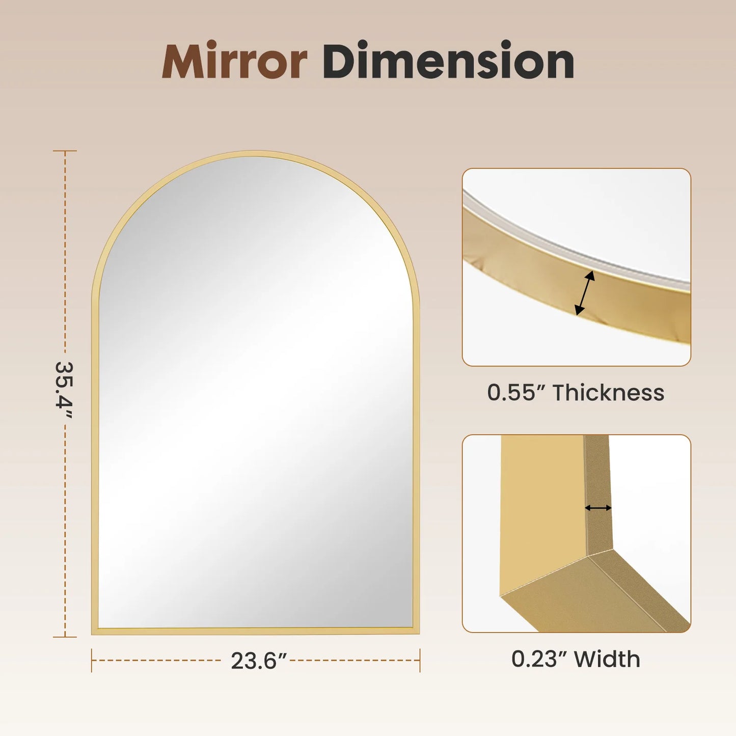 Arched Metal Framed Hanging Mirror