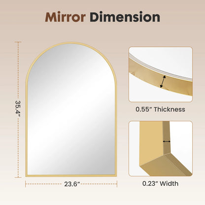 Arched Metal Framed Hanging Mirror