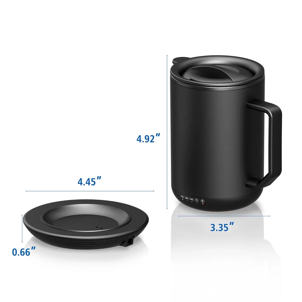 3 Pack Self-Heating Coffee Mug 12oz Stainless Steel with Charging Coaster Lid Temperature Control Auto Shutoff